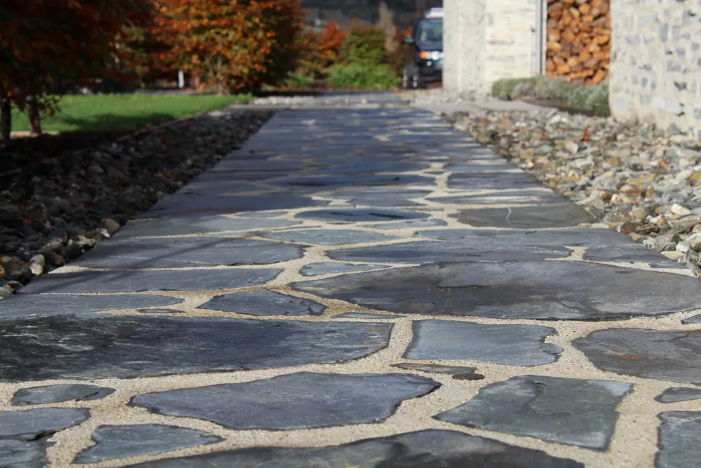 Flagstone path in schist